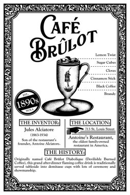New Orleans Fransız çeyrek Libations kokteyl Infographic tarihçesi