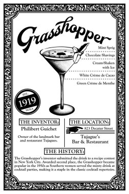 New Orleans Fransız çeyrek Libations kokteyl Infographic tarihçesi