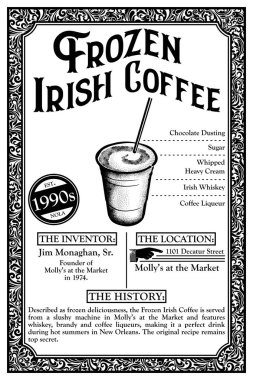 New Orleans Fransız çeyrek Libations kokteyl Infographic tarihçesi