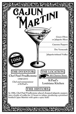 New Orleans Fransız çeyrek Libations kokteyl Infographic tarihçesi