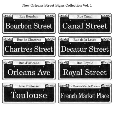 New Orleans Louisiana Fransız çeyrek geleneksel sokak işaretleri