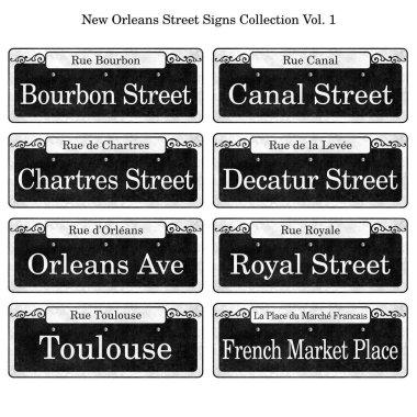 New Orleans Louisiana French Quarter Traditional Street Signs clipart