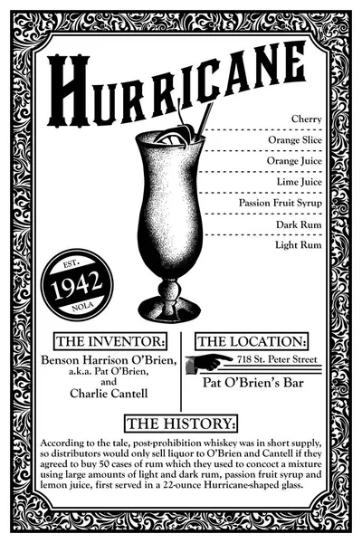 New Orleans Fransız Çeyrek Libations Kokteyl Infographic Tarihçesi — Stok fotoğraf