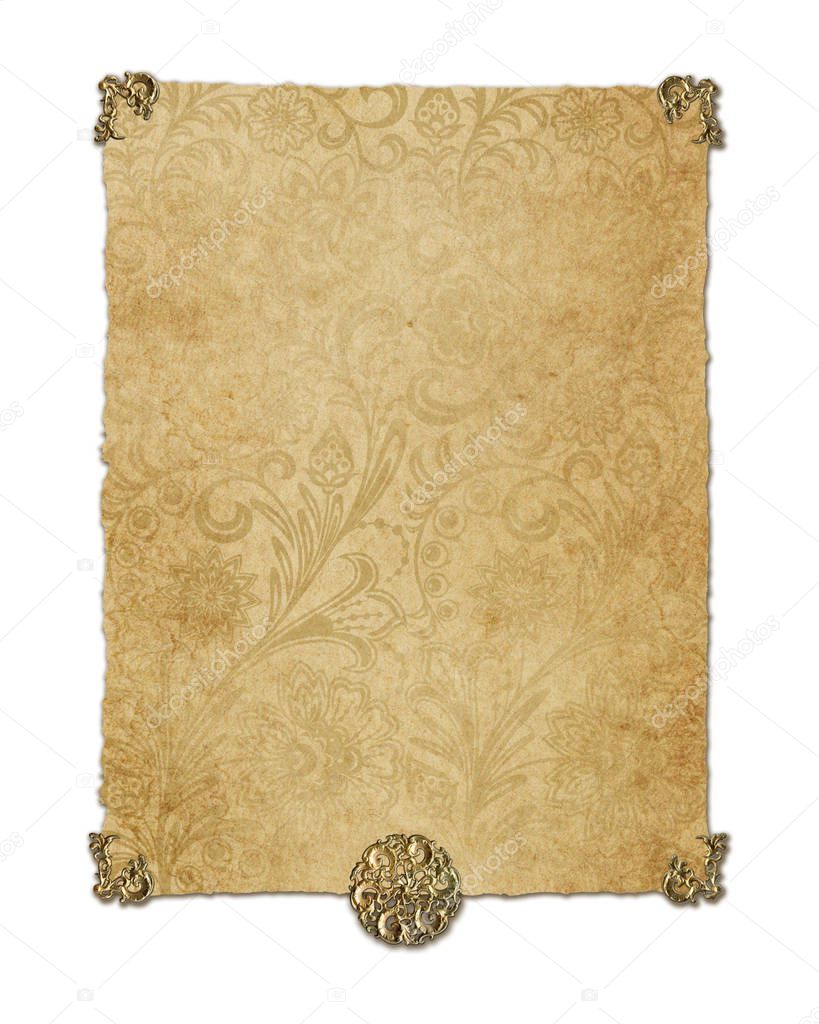 Victorian Parchment Paper Isolated on White Background Collection