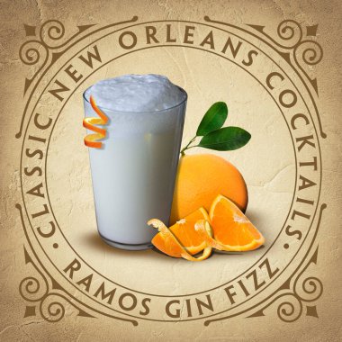 Klasik New Orleans Fransız çeyrek Louisiana kokteyl bardak altlığı üzerinde koleksiyon parşömen kağıdı arka plan