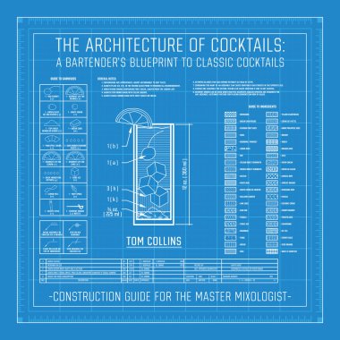 Kokteyl Blueprint grafik grafik malzemeler tarihi Infographic
