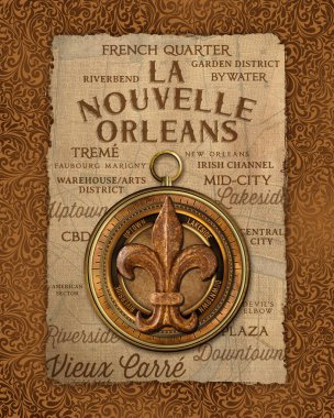 NOLA Culture Collection Digital Artwork Design New Orleans Louisiana Cuisine Cocktail Culture Background Damask Pattern Texture