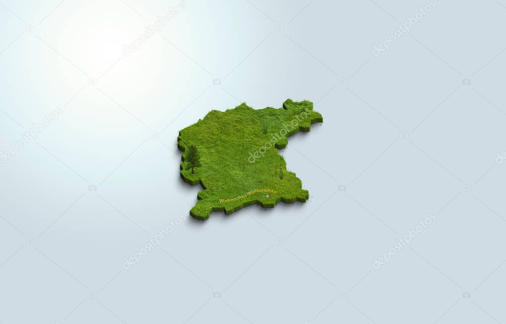 Polish 3D province Greater Poland of Wielkopolska-Wielkopolskie. 3D of Poland on a light background.