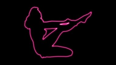 Siyah arka planda, bir kız siluetinin pembe neon ışığı..