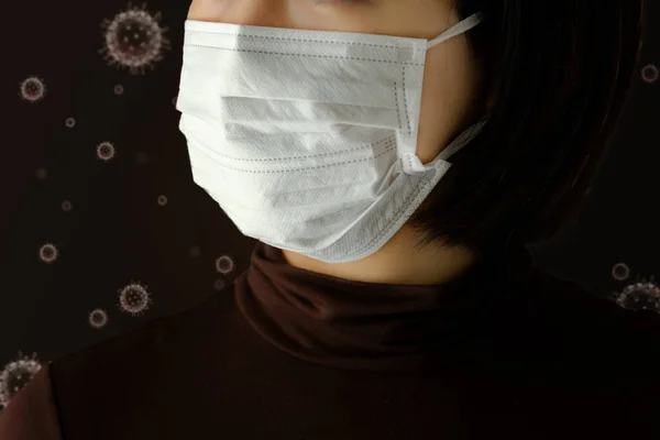 Woman Wearing Mask Prevent Infection — Stock Photo, Image