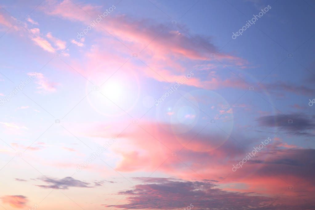Sunset blue, pink and orange sky.