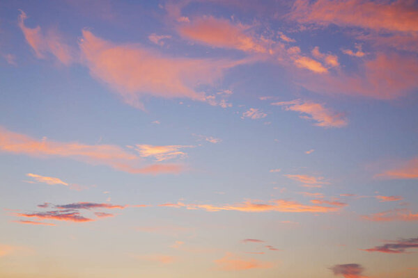 Sunset blue, pink and orange sky.