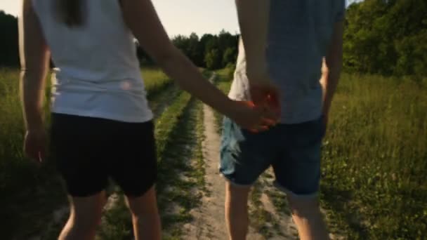 Twee Lopen Mensen Liefde — Stockvideo