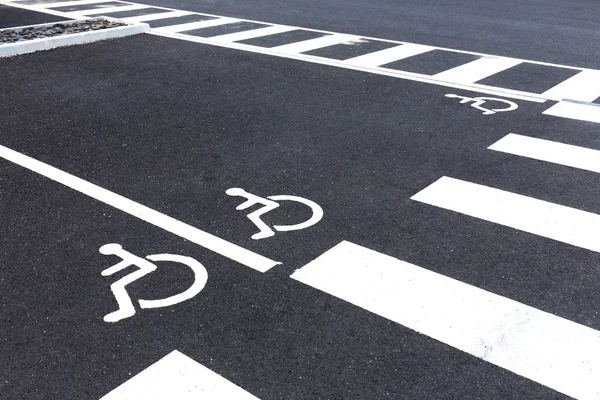 Parking with parking spaces reserved only for the disabled.