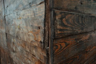 Ahşap, ahşap doku kökenli yapılan bir çürük duvar köşe yakından görmek