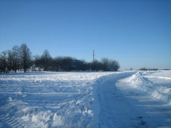 Camino de invierno en un claro día helado . — Foto de Stock