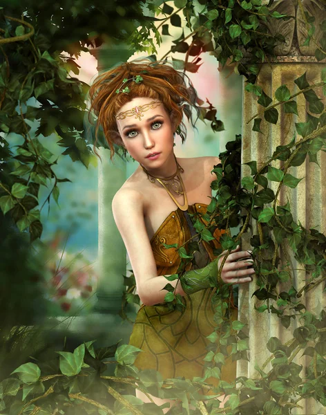 Little Fairy in the magical Garden, 3d CG — Stock Photo, Image