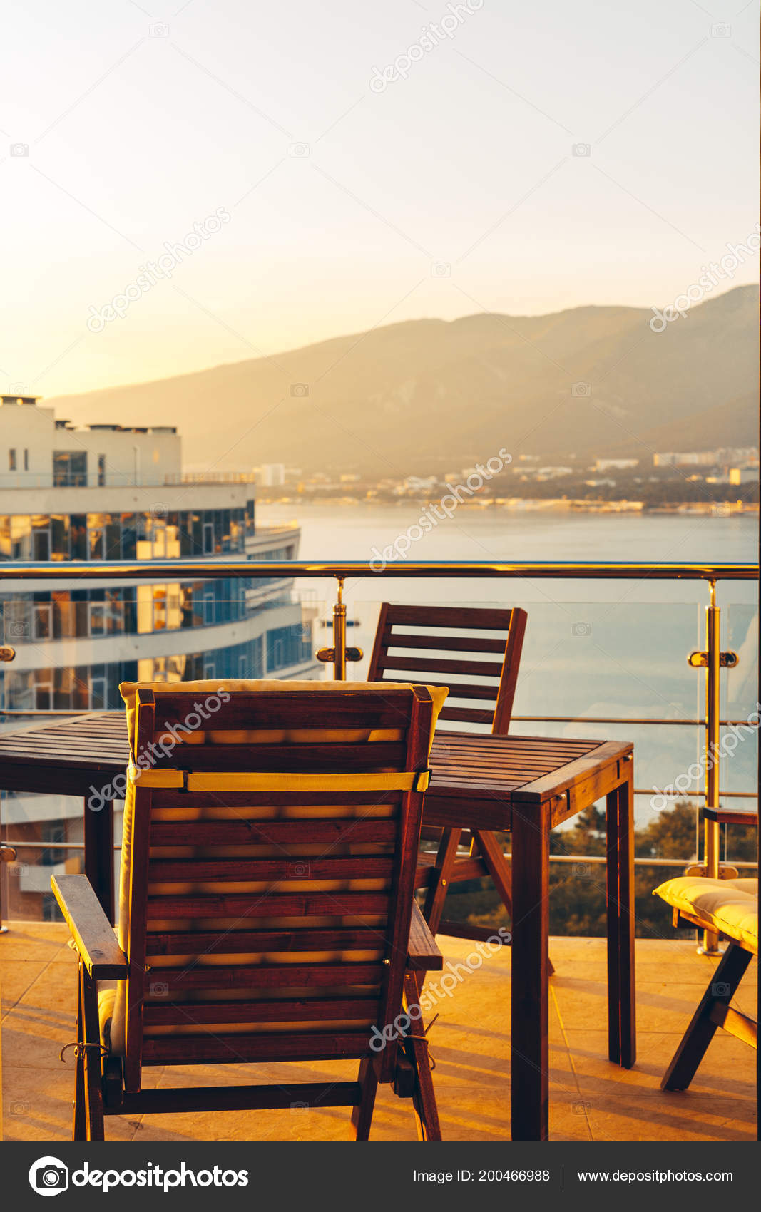 Summer Outdoor Balcony Garden Furniture Sea Sunset Overview