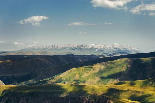 Picturesque Summer Mountain Range Green Hills Overview Blue Sky Elbrus — Stock Photo, Image