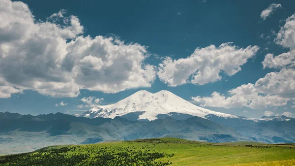 Elbrus Mount Green Hills Sunny Summer Dayr Elbrus Region Northen — Stock Photo, Image