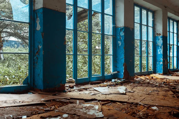 Concepto Del Loft Moderno Salón Abandonado Una Casa Abandonada Pared — Foto de Stock
