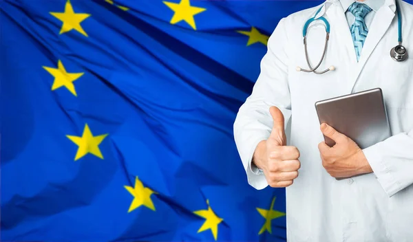 Concept of health and medicine national healthcare system in EU. Doctor who can cure hopelessly ill — Stock Photo, Image
