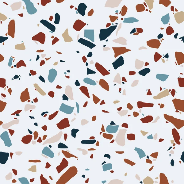 Terrazzo Flooring Seamless Pattern Polished Pebble Stone Tile Bright Modern — Stock Vector