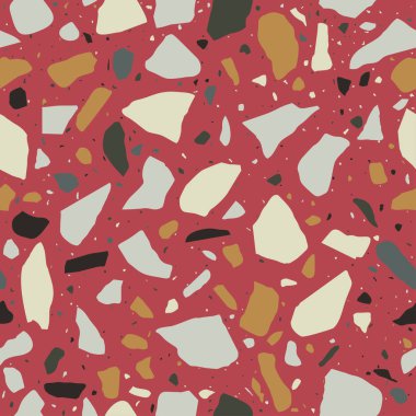 Terrazzo seamless modeli. Karo çakıl ve taş ile. Ambalaj kağıt, duvar kağıdı, terrazzo için arka plan doku döşeme.