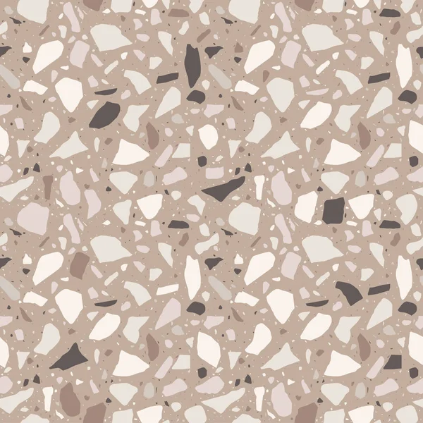 Terrazzo Nahtlose Muster Fliesen Mit Kieseln Und Stein Abstrakte Textur — Stockvektor