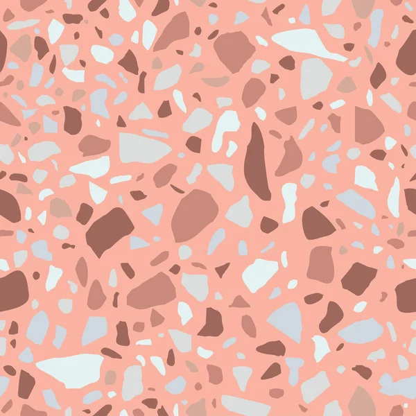 Terrazzo Seamless Pattern Плитка Галькой Камнем Абстрактный Текстурный Фон Оберточной — стоковый вектор