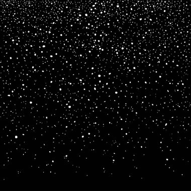 Kar pul düşüyor, siyah arka plan üzerine izole. Kış kar yağışı. Vektör çizim