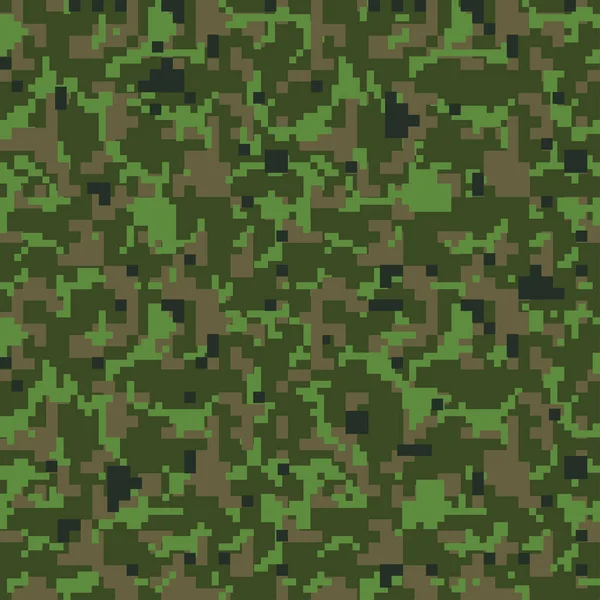 Camo Piksel Pola Kamuflase Mulus Tekstur Kamuflase Militer Hijau Coklat - Stok Vektor