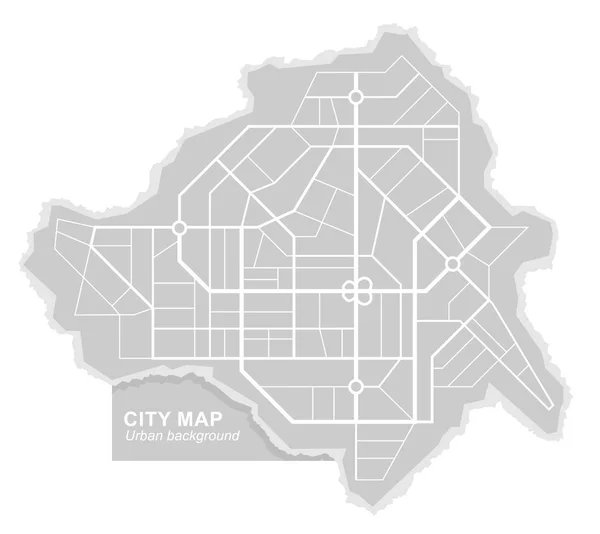 Карта Абстрактного Города Линиями Улицами Векторная Черно Белая Схема Городского — стоковый вектор