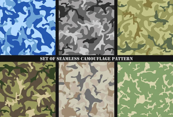 Set Multicam Camouflage Seamless Patterns Military Background Texture Camo Clothes — Stock Vector