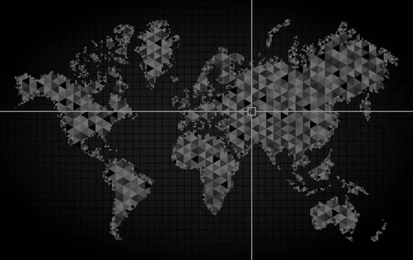 地球世界地图 坐标检测指针 地理定位查找计算 地理位置指标在世界上 — 图库矢量图片