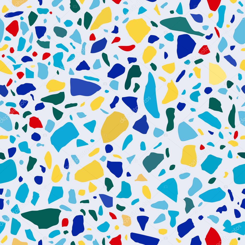 Texture Terrazzo Floor, abstract colorful vector background. Bright and modern coloured mosaic of polished pebble.