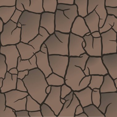 Kuru kavrulmuş toprak, doku kırık dünya zemin. Kahverengi Bej renkler çatlaklar ile Seamless modeli. Vektör arka plan