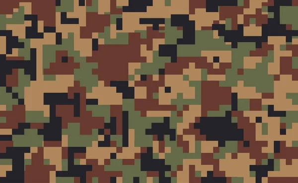 Pixel Camo Sömlös Kamouflagemönster Militär Camouflage Konsistens Grön Brun Skog — Stock vektor