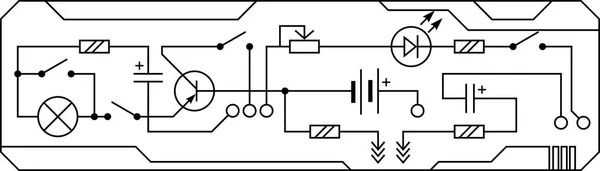 Áramkör Rádió Eszköz Ellenállás Tranzisztor Dióda Kondenzátor Tekercs Vector Háttér — Stock Vector