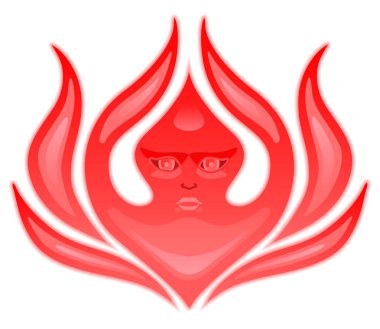 Seraphim, altı kanatlı melek İncil Vahiy kitabı. Stilize Seraph. Yanan ateş melek. Vektör çizim 