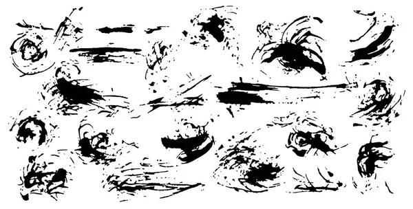 Набор Чернильных Пятен Всплесков Коллекция Художественных Кистей Творческой Иллюстрации Гранжевом — стоковый вектор