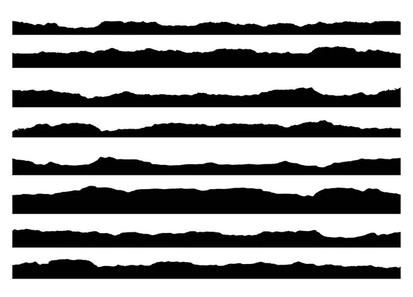 Jeu Coups Pinceau Grunge Bords Peinture Bordures Encre Pinceau Noir — Image vectorielle
