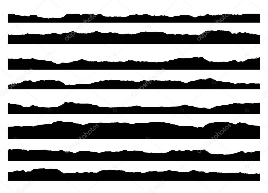 Set of grunge brush strokes. Paint edges, ink borders. Black paintbrush, Hand drawn edges pattern background. vector design template.