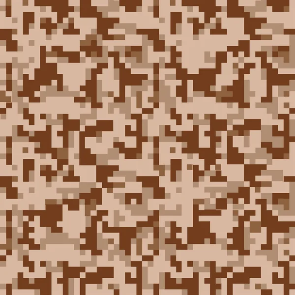 像素迷彩 无缝数字伪装模式 军事纹理 褐色沙漠的颜色 矢量织物印花设计 — 图库矢量图片