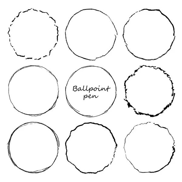 Χειροποίητο Σετ Σχεδίου Κυκλικής Γραμμής Διάνυσμα Κυκλική Scribble Doodle Κύκλους — Διανυσματικό Αρχείο