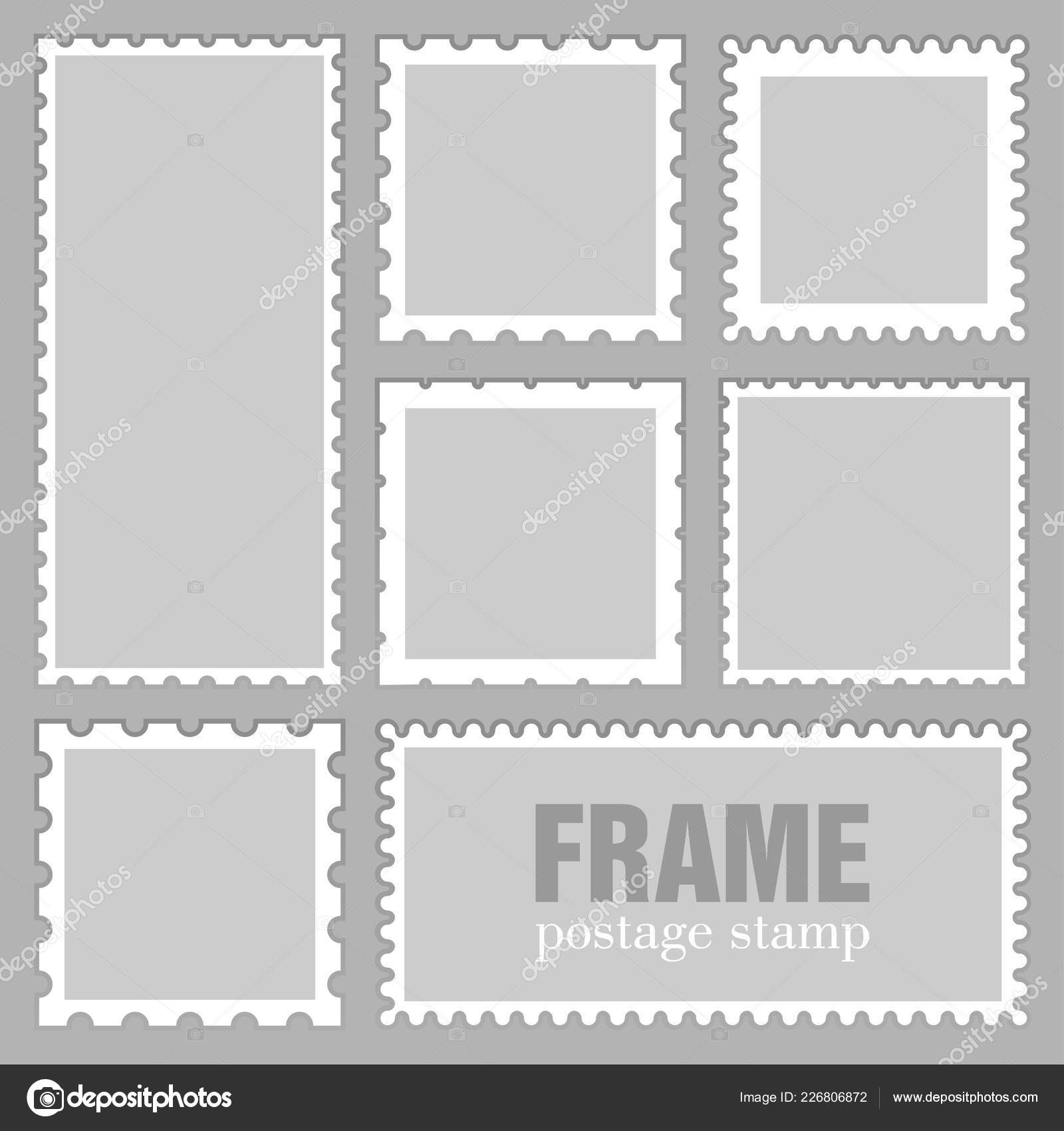 blank rectangle square postage stamps shadow isolated grey stamps template