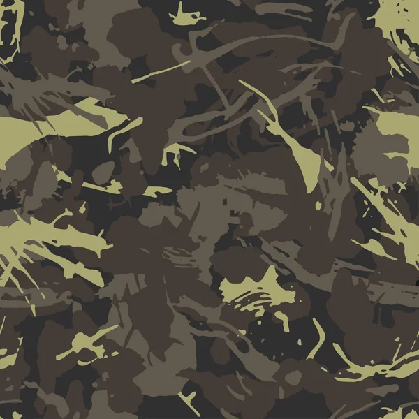 ミリタリー迷彩 テクスチャをシームレスな繰り返し 陸軍服の迷彩パターン 緑の色 狩猟のグランジ パターン生地 ベクトル図 — ストックベクタ