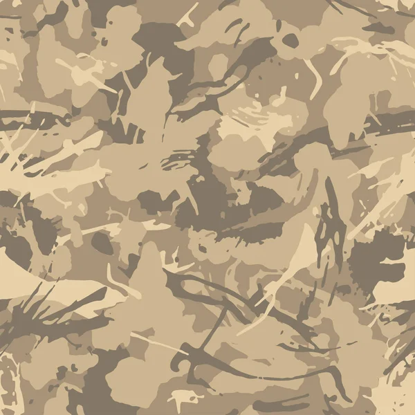 Bruin Beige Camouflage Naadloze Grunge Patroon Moderne Militaire Camo Patroon — Stockvector