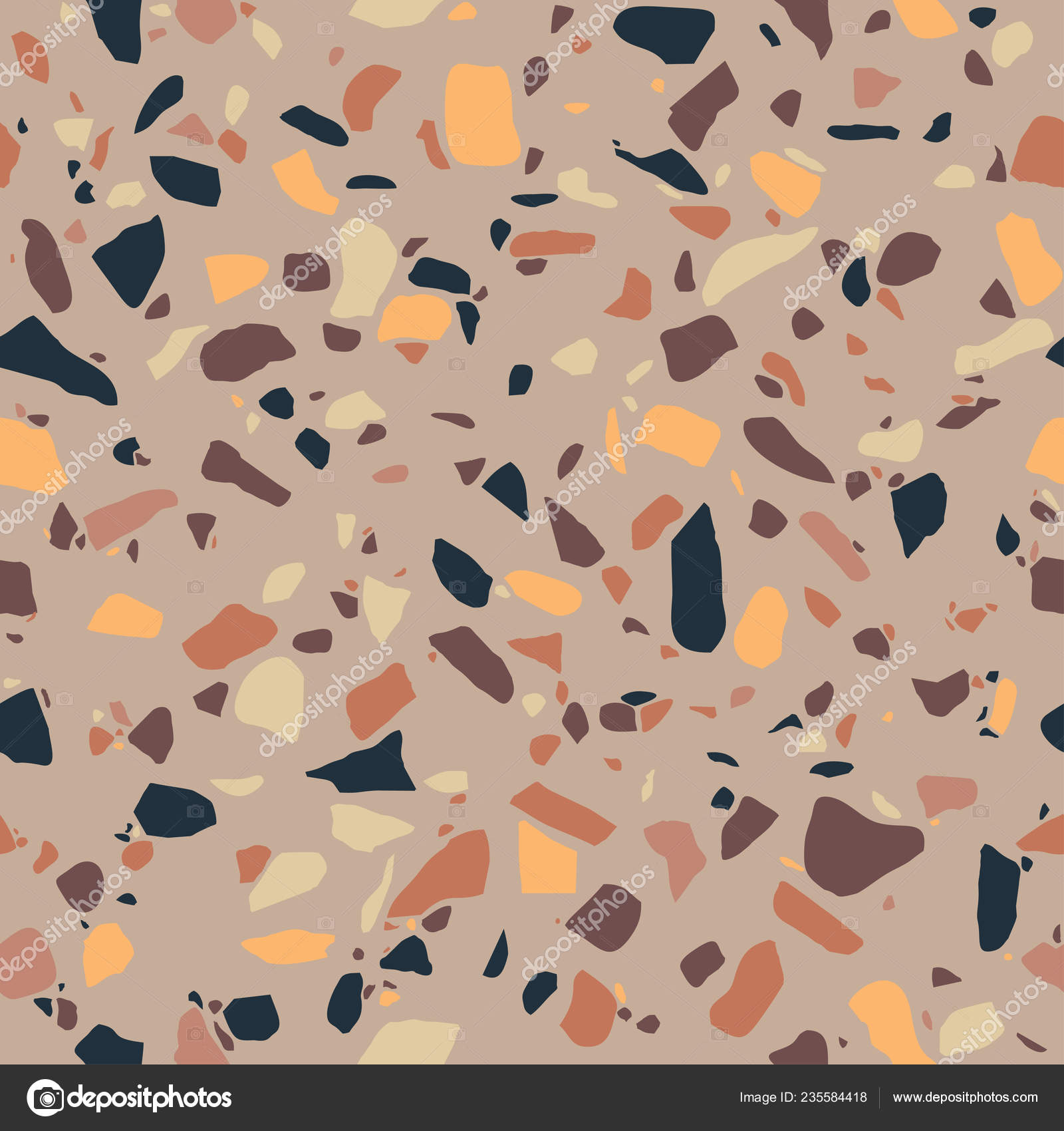 Download Terrazzo Flooring Seamless Pattern Brown Beige Mosaic Floor Tile Pebbles Vector Image By C Parmenow Vector Stock 235584418