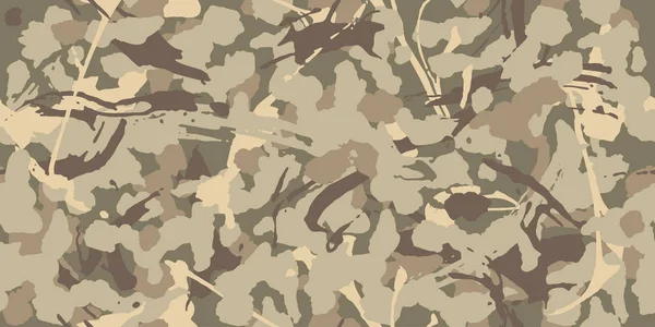 Kahverengi Bej Kamuflaj Sorunsuz Grunge Modeli Modern Askeri Kamuflaj Doku — Stok Vektör